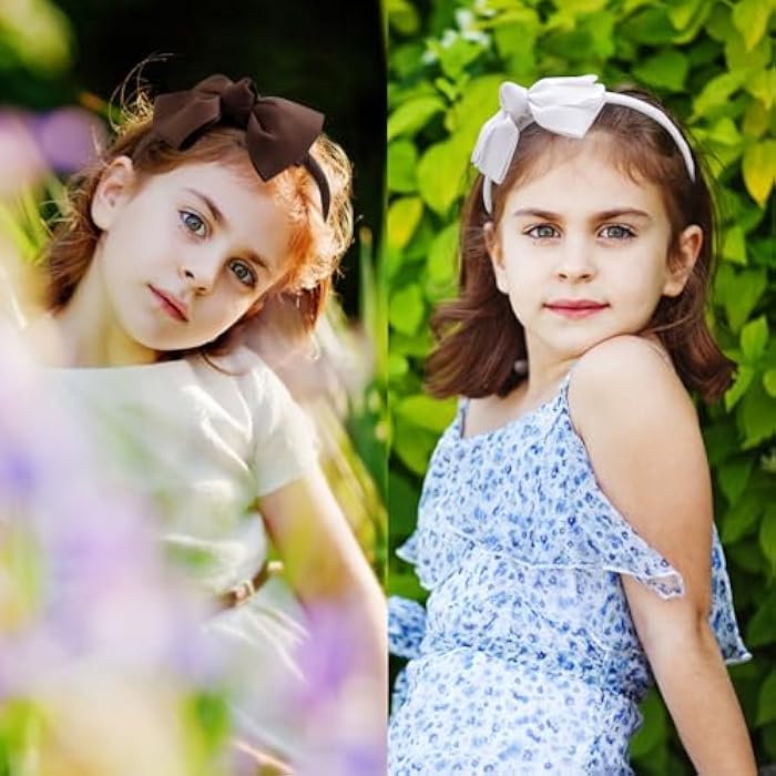 VELSCRUN 5pcs Bows Headbands for Girls 5inch Girls Hair Bows Large Coquette Ribbon Hair Bow Girls Head Bands Big Hair Bow Hair Band Hair Accessories for Women School Stuff for Teen Girls Gifts B - Image 3